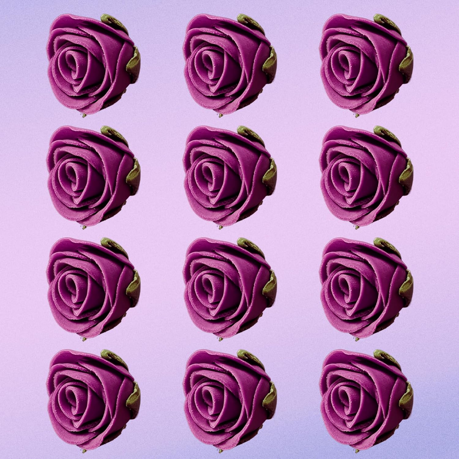 Confect Edible Rose Cake Toppers For Cupcakes & Doughnut Edible Toppers Roses for Cake Decorations - Fuchsia Pink | Vegan, Gluten-Free, Soy-Free, Dairy-Free, Palm Oil-Free -Pack of 12