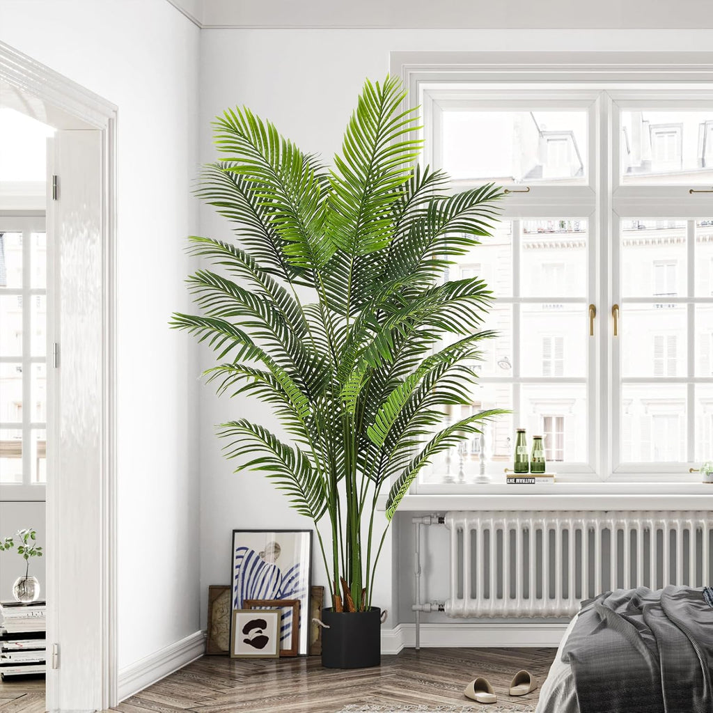 VIAGDO Artificial Palm Tree 7ft Tall Fake Palm Tree Decor with 22 Detachable Trunks Faux Tropical Palm Silk Plant Feaux Dypsis Lutescens Plants in Pot for Home Office Living Room Floor Decor Indoor