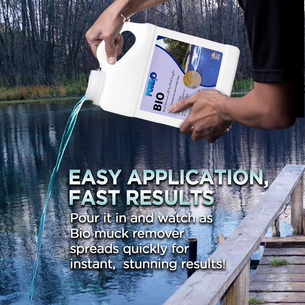 Pond Algae Remover with BioStart Complex – Pond Cleaner for Outdoor – Organic Waste & Buildup Reducer, 1 Gallon (Covers 1 Acre) – Made in USA