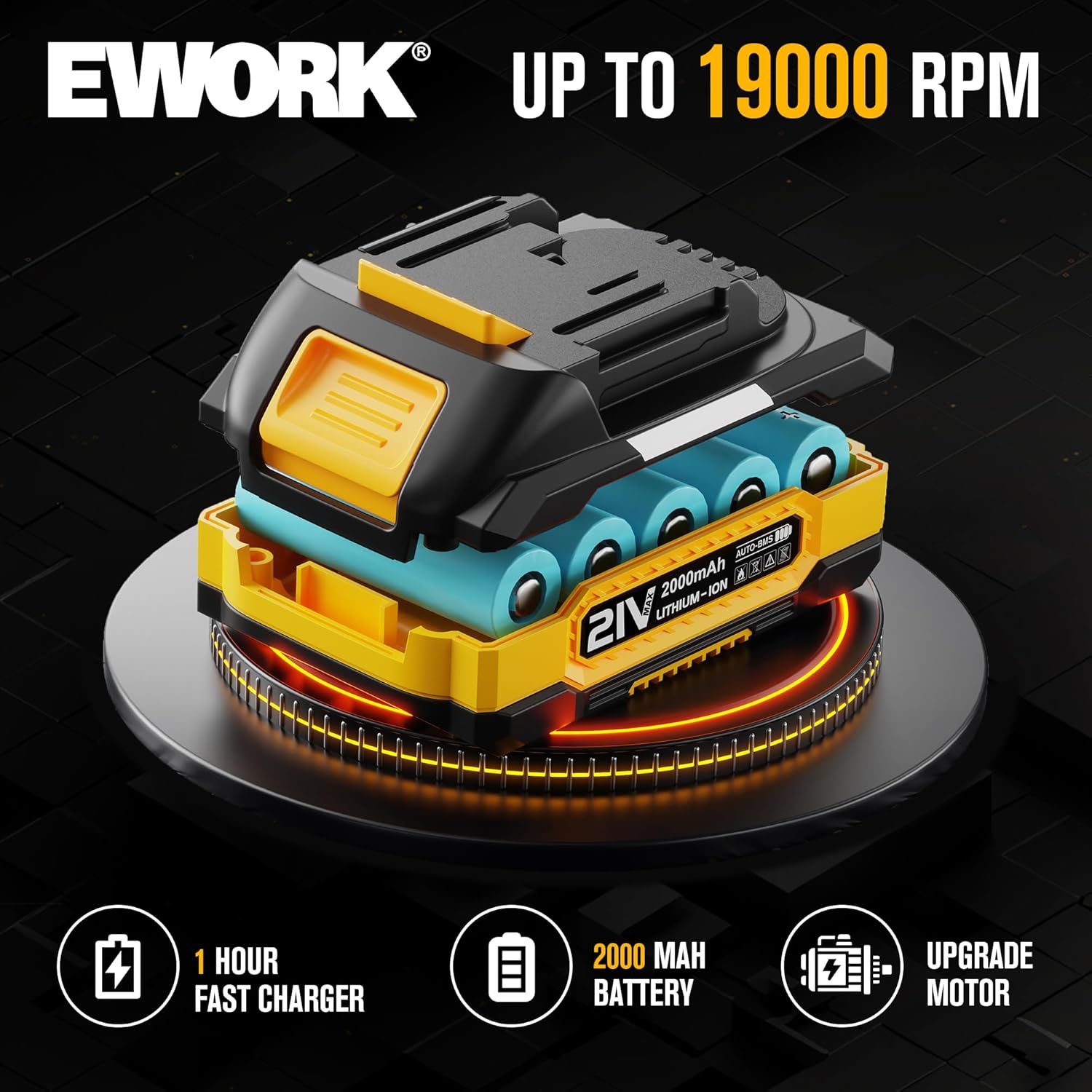 EWORK 21V Cordless Hedge Trimmer & Grass Shears 2-in-1 Handheld Small Electric Bush Trimmer with 2x2.0Ah Battery and Charger, Battery Powered Shrub Trimmer for Garden, Yard, Lawn Maintenance