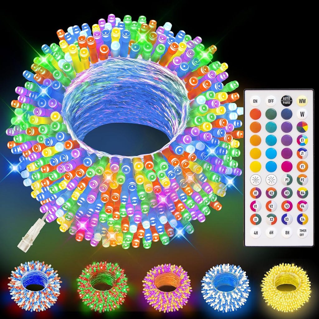 LitHome 164ft 500 Led Color Changing Christmas String Lights 35 Colors RGB Christmas Lights with Remote Timer,Dimmable Led String Light Outdoor Plug in,Xmas Tree Light for Indoor Party Halloween Decor