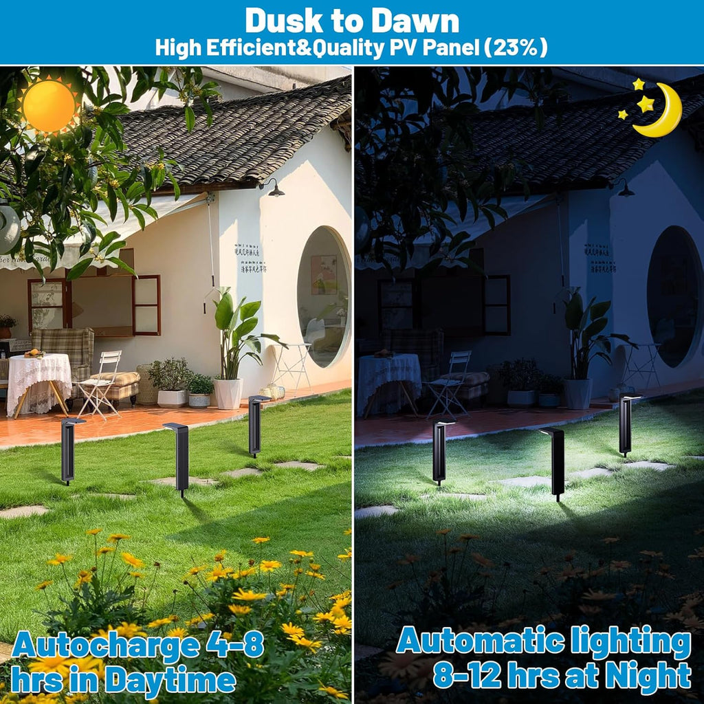 Sunvivo Solar Path Lights,2 Modes(Cold White or Warm White),Bright Solar Path Light Outdoor Waterproof,Perfect Elegant Guide Light or Deco for Yard,Garden,Lawn,Sideway,Driveway,Outdoor Event(8Pack)