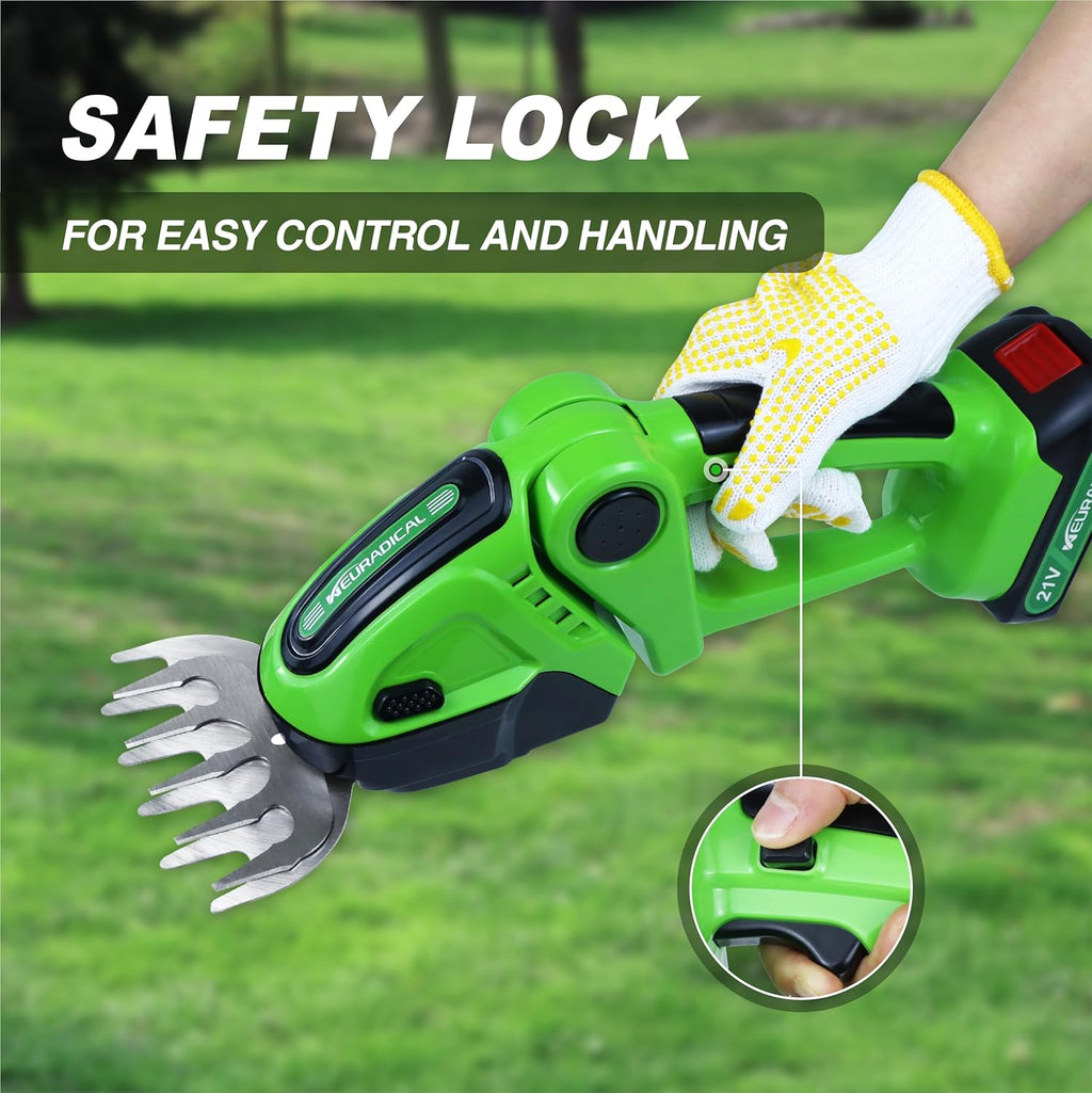 21V Electric Cordless Hedge Trimmers & Grass Trimmer-2 in 1 Handheld Bush Trimmer Cordless Grass Shears Grass Cutter, Shrubbery Trimmer Hedge Shear with Battery and Charger Included