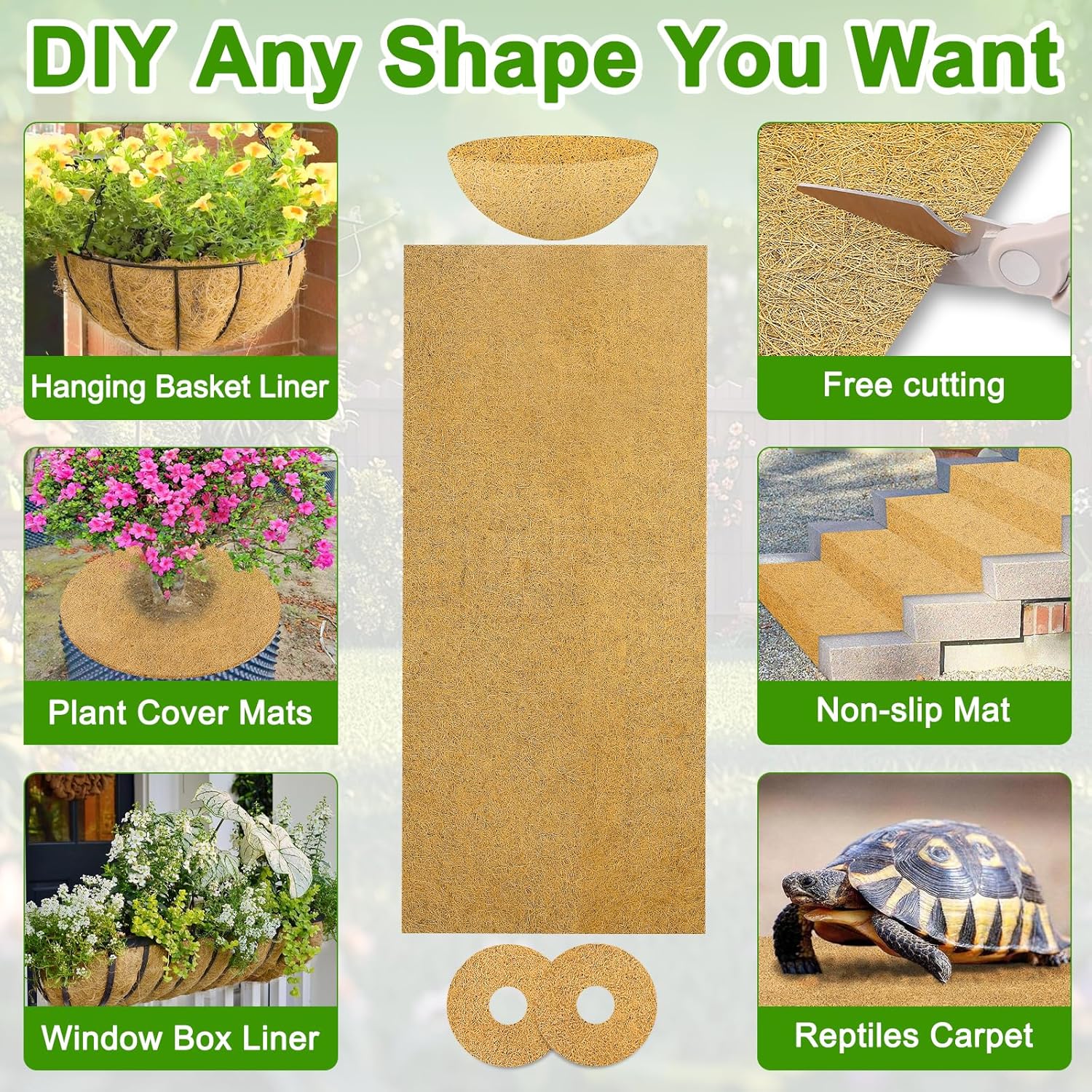 Coco Liner Roll 24x120 Inch, Natural Coconut Liners for Planter Flower Basket, Thick Coco Fiber Mat for Hanging Basket, Garden Decoration, Animal Pet Pads, Reptile Carpet