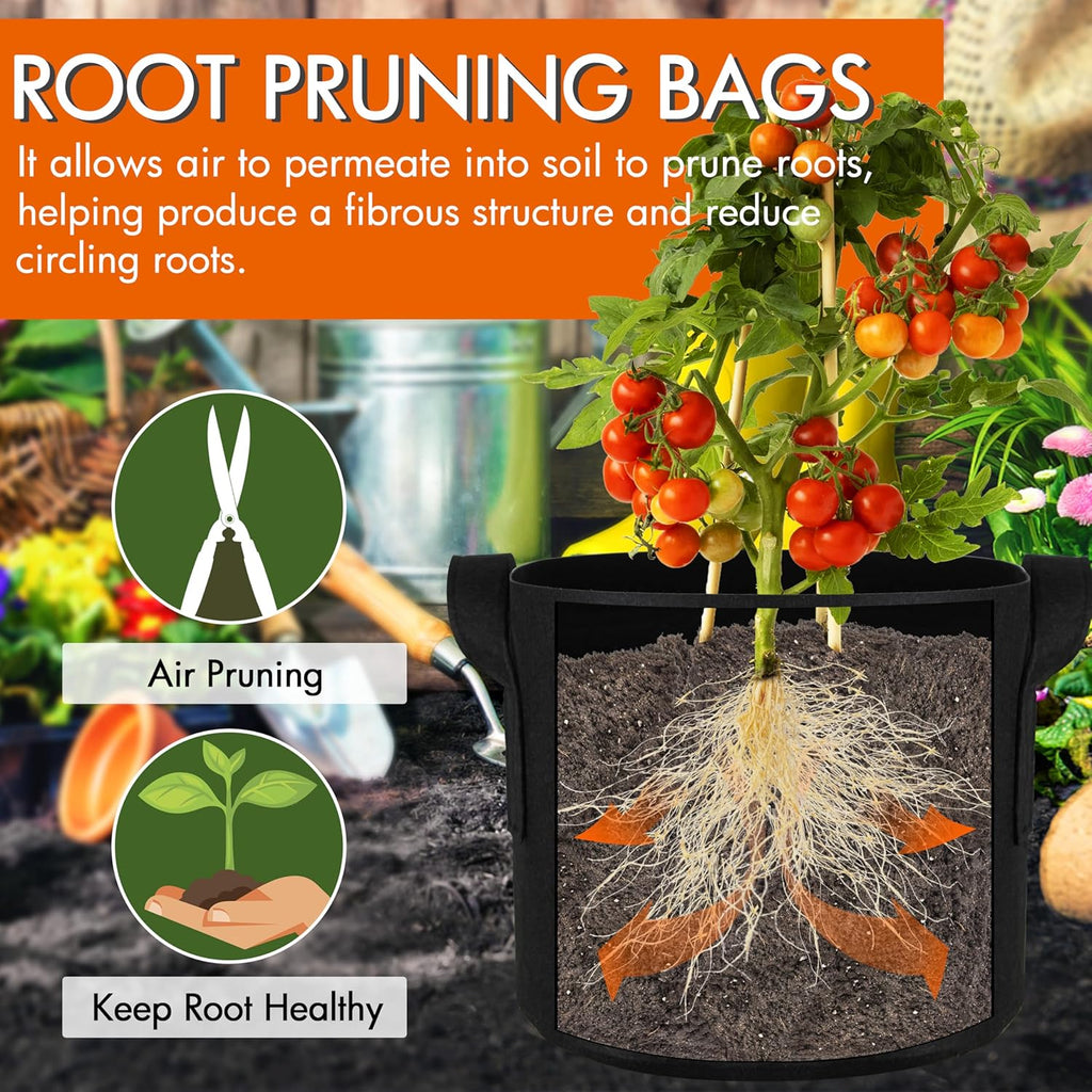 Gardzen 20-Pack 3 Gallon Grow Bags, Aeration Fabric Pots with Handles, Pot for Plants