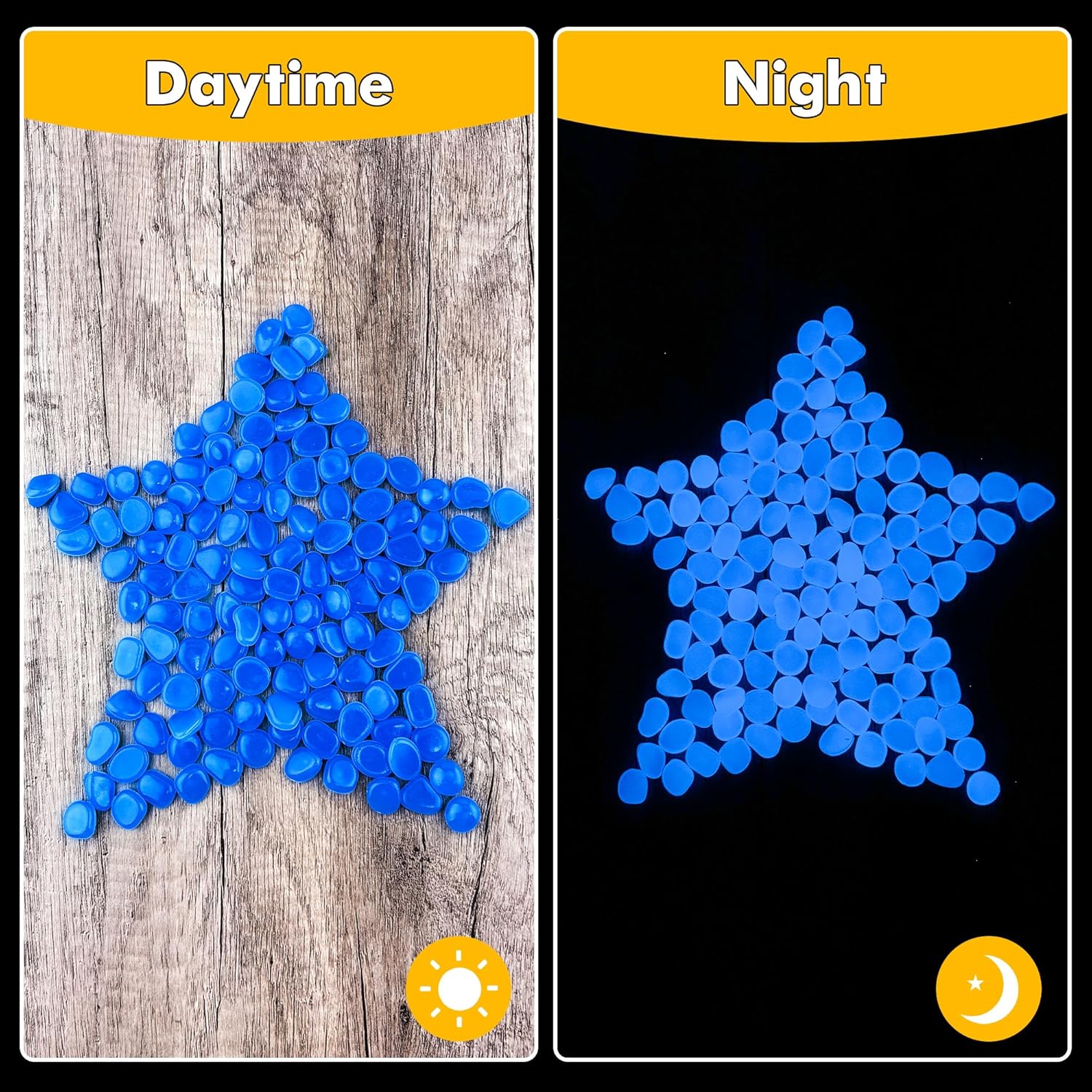 Glow in The Dark Rocks Outdoor Garden Pebbles Stones, 2.2Lbs Blue Fish Tank Glow Rocks Resin Glowing Pebbles for Garden/Aquarium/Planter/Walkway/Driveway