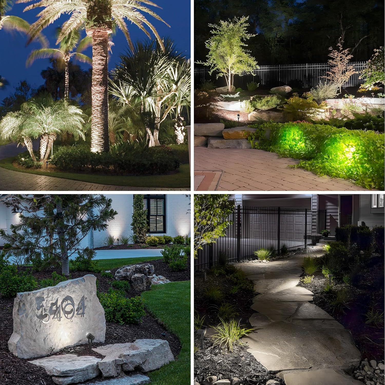 APONUO Solar Spot Lights Outdoor 6-in-1 Solar Landscape Lights Dusk to Dawn Solar Uplights IP65 Waterproof 9.8ft Cable Outdoor Spot Lights for Yard Pathway Garden Tree Decoration (Cool White)