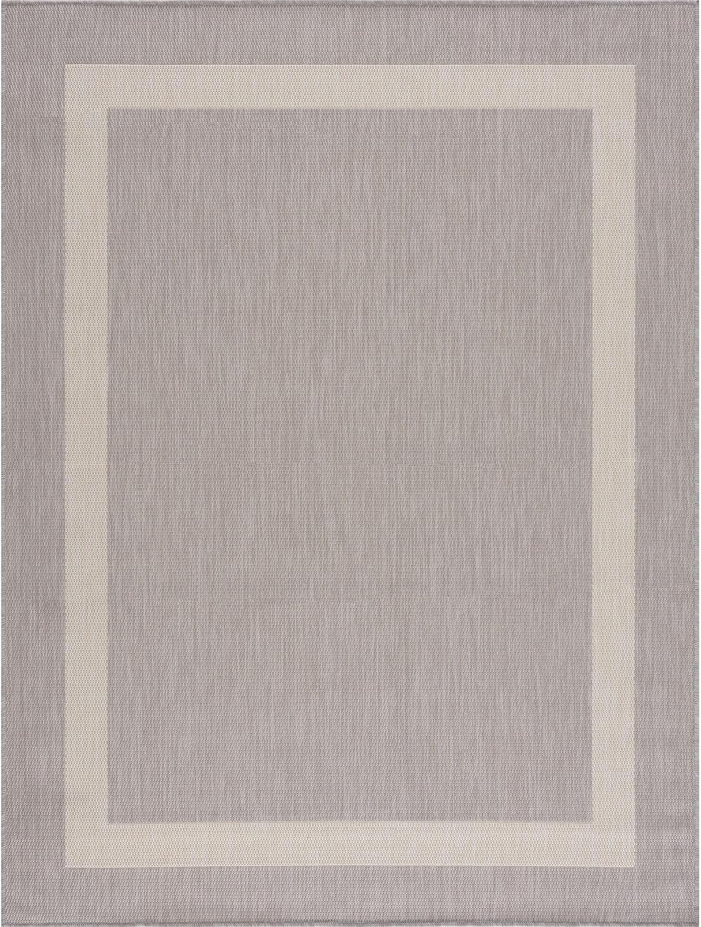 CAMILSON Outdoor Rug 8x10,Modern Outside Rugs for Patios Porches Waterproof Durable Washable Non-Shedding, Easy-to-Clean Indoor Outdoor Area Carpet (8 x 10, Bordered - Gray/White)