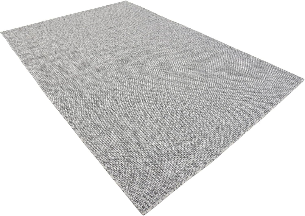 Unique Loom Collection Casual Transitional Solid Heathered Indoor/Outdoor Flatweave Area Rug (6' 1" x 9' Rectangle, Light Gray/Ivory)