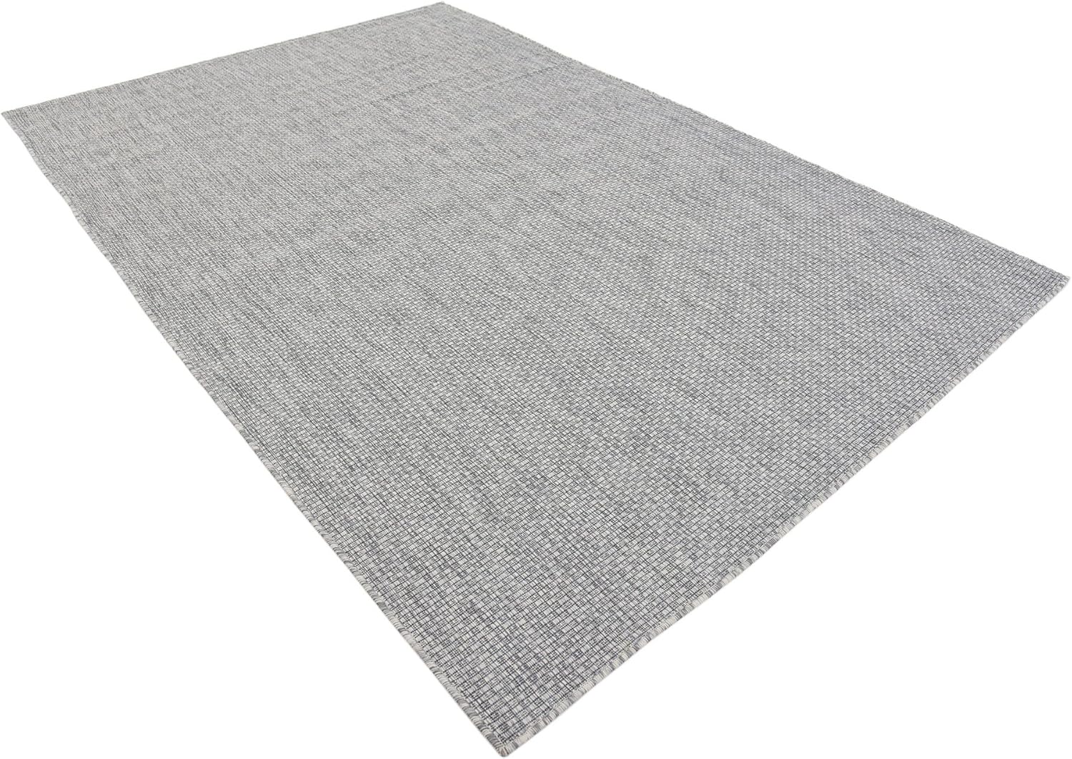 Unique Loom Collection Casual Transitional Solid Heathered Indoor/Outdoor Flatweave Area Rug (6' 1" x 9' Rectangle, Light Gray/Ivory)