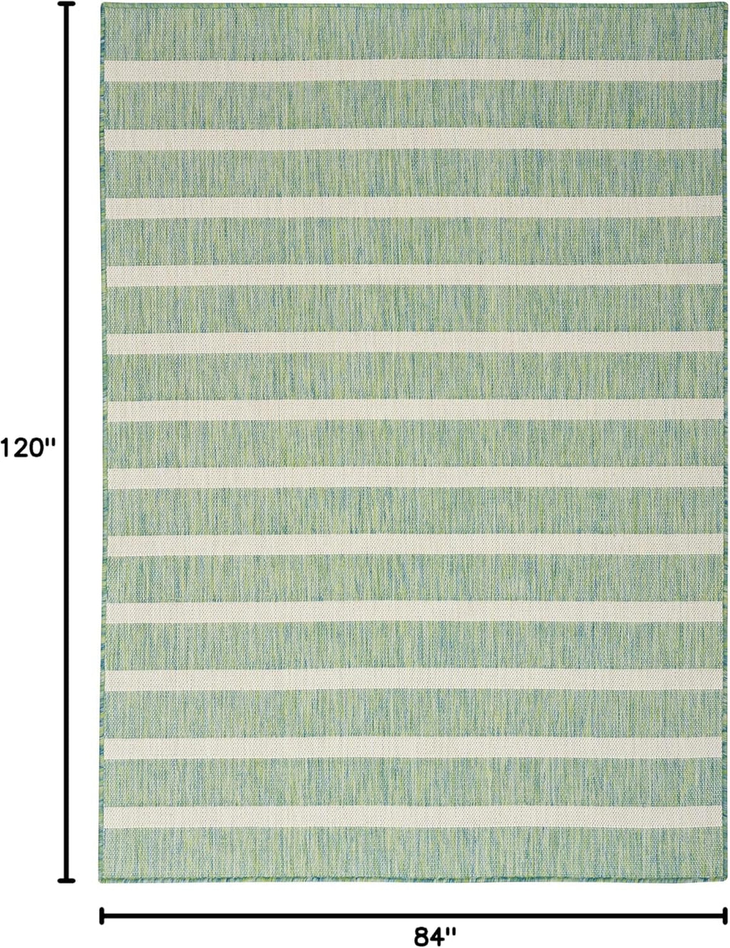 Nourison Home Positano Indoor/Outdoor Blue Green Ivory 7' x 10' Area Rug, Easy Cleaning, Non Shedding, Bed Room, Living Room, Dining Room, Deck, Backyard, Patio (7x10)