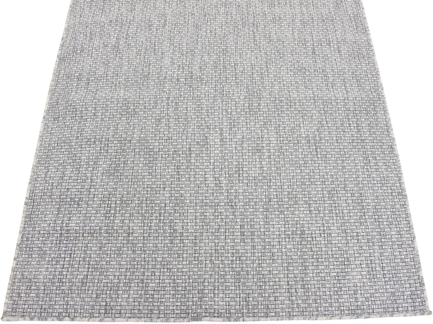 Unique Loom Collection Casual Transitional Solid Heathered Indoor/Outdoor Flatweave Area Rug (4' 1" x 6' 1" Rectangle, Light Gray/Ivory)