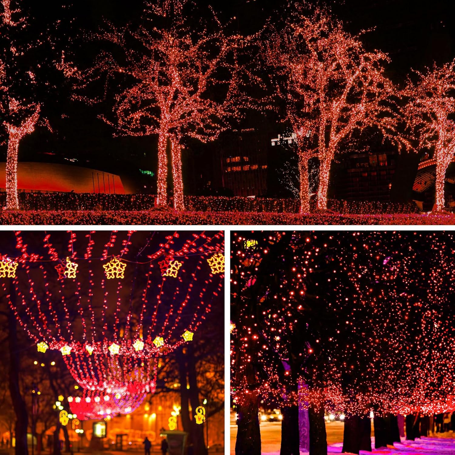 Solar Powered String Lights Outdoor, 2 Pack Total 200 LED 66FT Solar Powered Decorative Fairy Lights 8 Modes for Valentines Day Decor, Garden, Patio, Party, Yard, Christmas(Red)