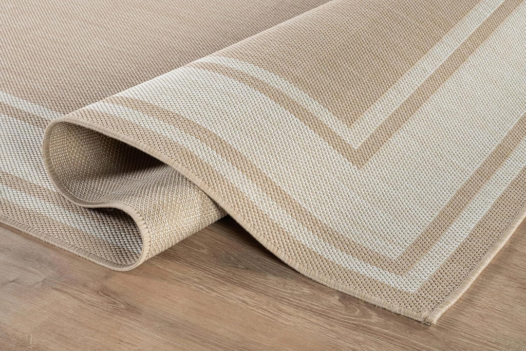 Beverly Rug Large Outdoor Rug 9x12 Modern Bordered Area Rugs for Indoor and Outdoor Patio Deck Porch Garden Waterproof Weather Sun Resistant Washable Outside Carpet (9 x 12 Beige)