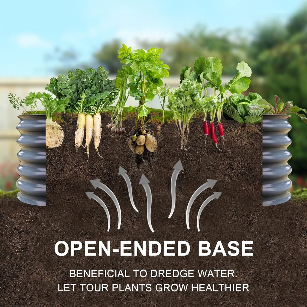 Olle 17" Tall Raised Garden Bed Kit Fruits Vegetables Flowers Planter Box 12-in-1 Galvanized Planter Boxes for Outdoors Size 5X5 Feets 8X2 Feets, Midnight Grey 17" Tall