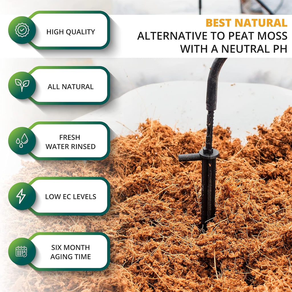 Coco Coir Bricks 5-Pack (650g Each) – Peat-Free Coconut Coir/Peat, Low EC & pH Balanced, High Expansion Seed Starter for Potting Mix, Hydroponics, Mushroom Substrate & Reptile Bedding