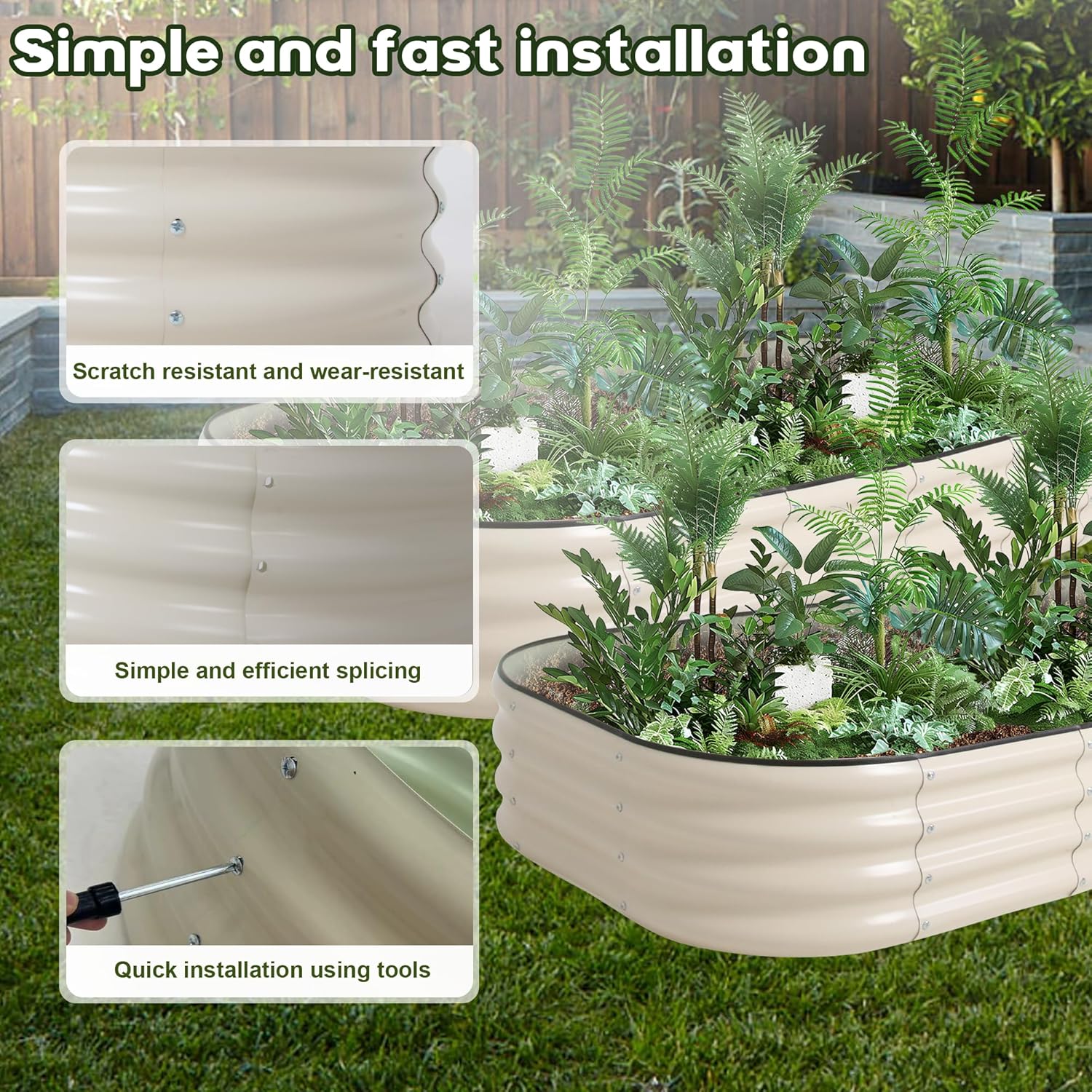 Galvanized Raised Garden Bed Kit Outdoor Metal Garden Planter Box for Backyard Gardening, Planting Vegetables, and Patio (70.8"x35.4"x11.8")