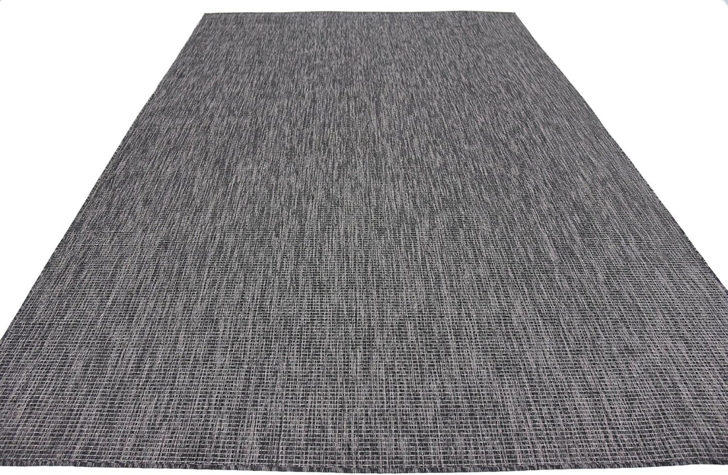 Unique Loom Collection Casual Transitional Solid Heathered Indoor/Outdoor Flatweave Area Rug (7' 1" x 10' Rectangle, Black/Ivory)