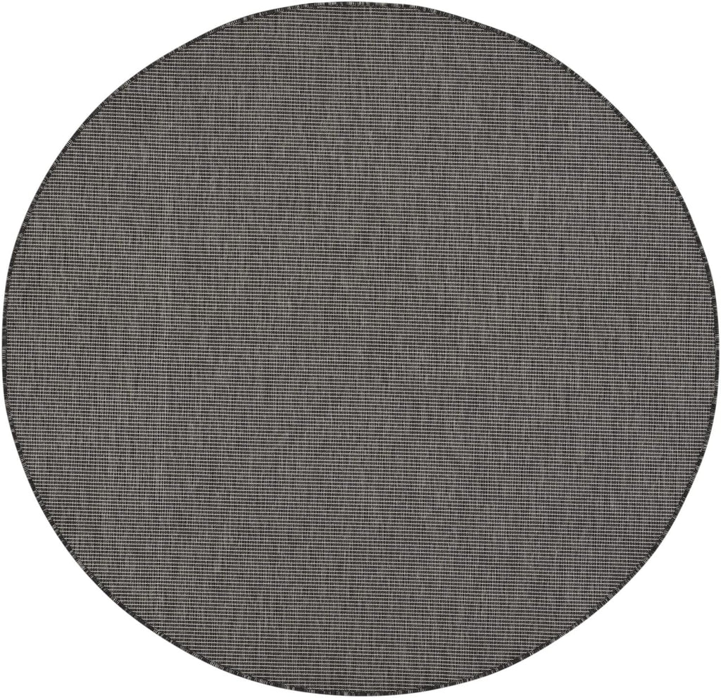 Nourison Positano Indoor/Outdoor Charcoal 6' x Round Area Rug, Easy Cleaning, Non Shedding, Bed Room, Living Room, Dining Room, Backyard, Deck, Patio (6 Round)
