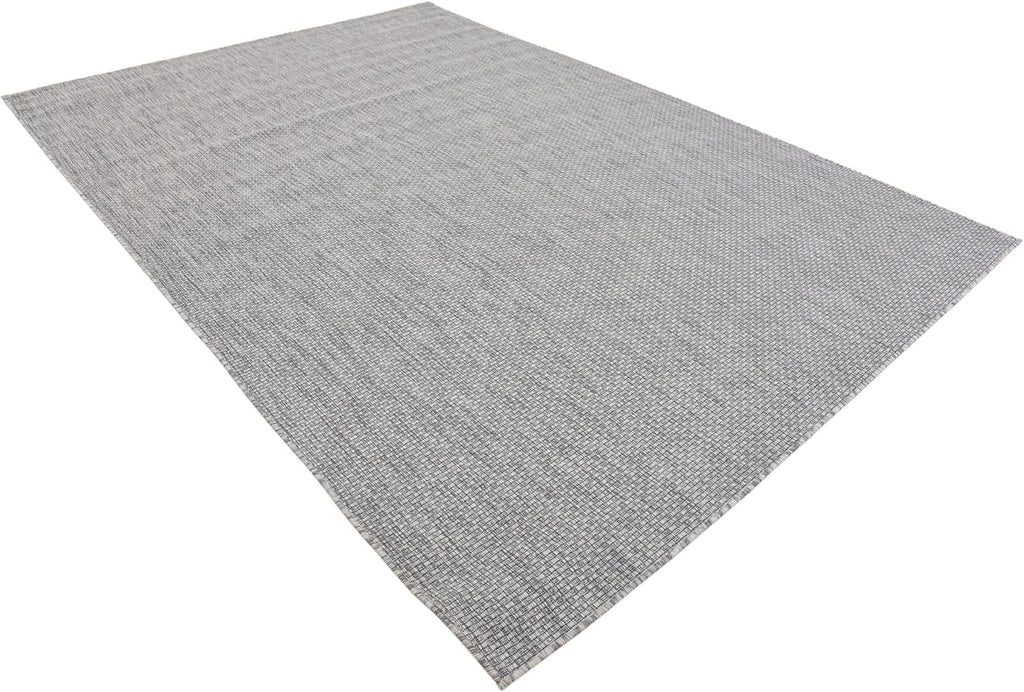 Unique Loom Collection Casual Transitional Solid Heathered Indoor/Outdoor Flatweave Area Rug (7' 1" x 10' Rectangle, Light Gray/Ivory)