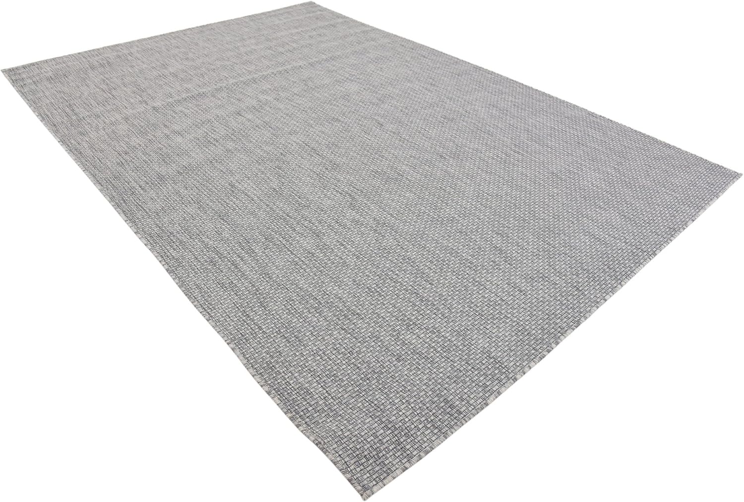 Unique Loom Collection Casual Transitional Solid Heathered Indoor/Outdoor Flatweave Area Rug (7' 1" x 10' Rectangle, Light Gray/Ivory)