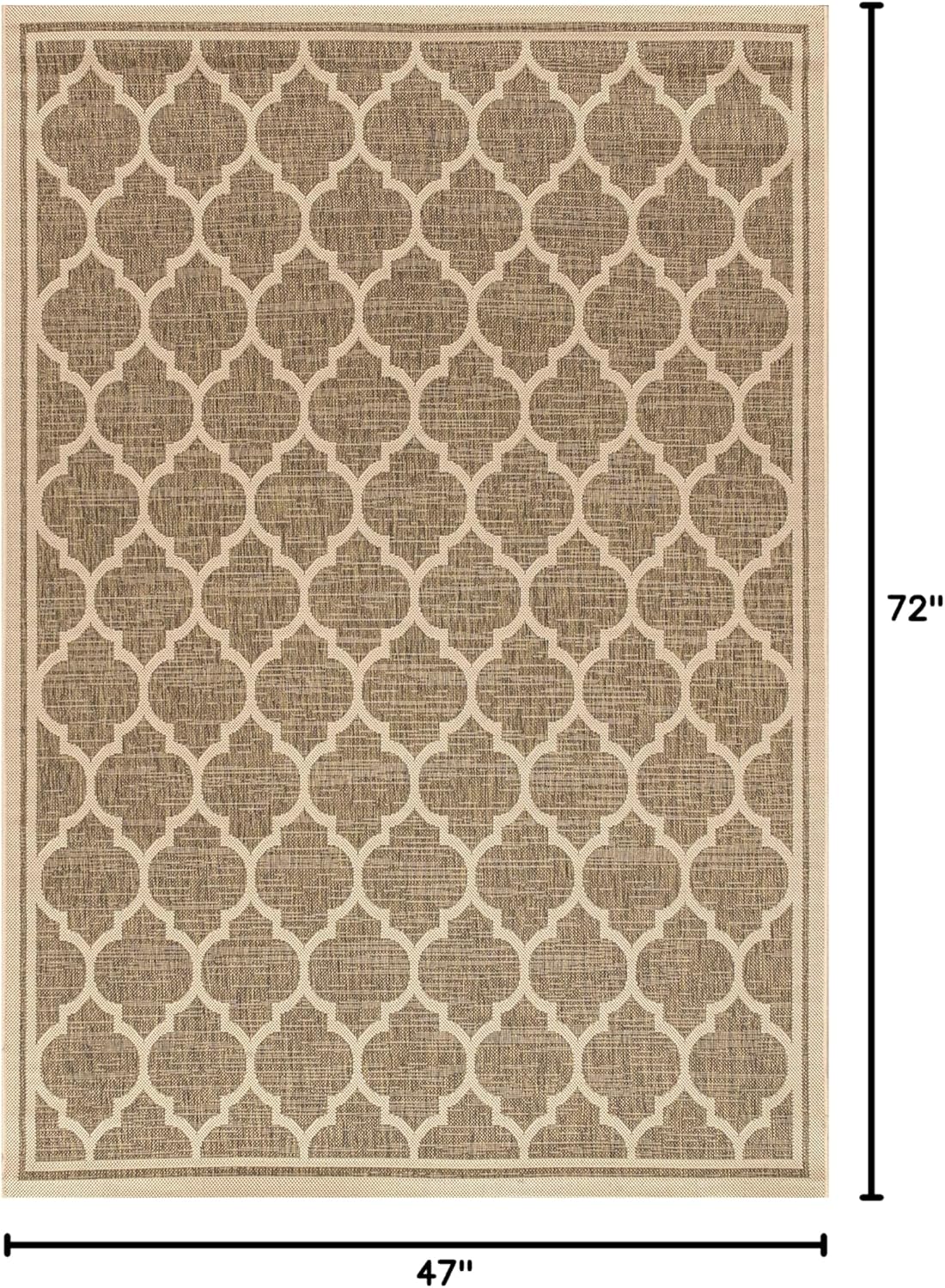 Eyely BMS109A-4 Santa Monica Trebol Moroccan Trellis Textured Weave Indoor/Outdoor Area Rug Coastal;Bohemian, Bedroom, Backyard, Patio, Easy-Cleaning, Non-Shedding, 4 X 6, Brown/Beige