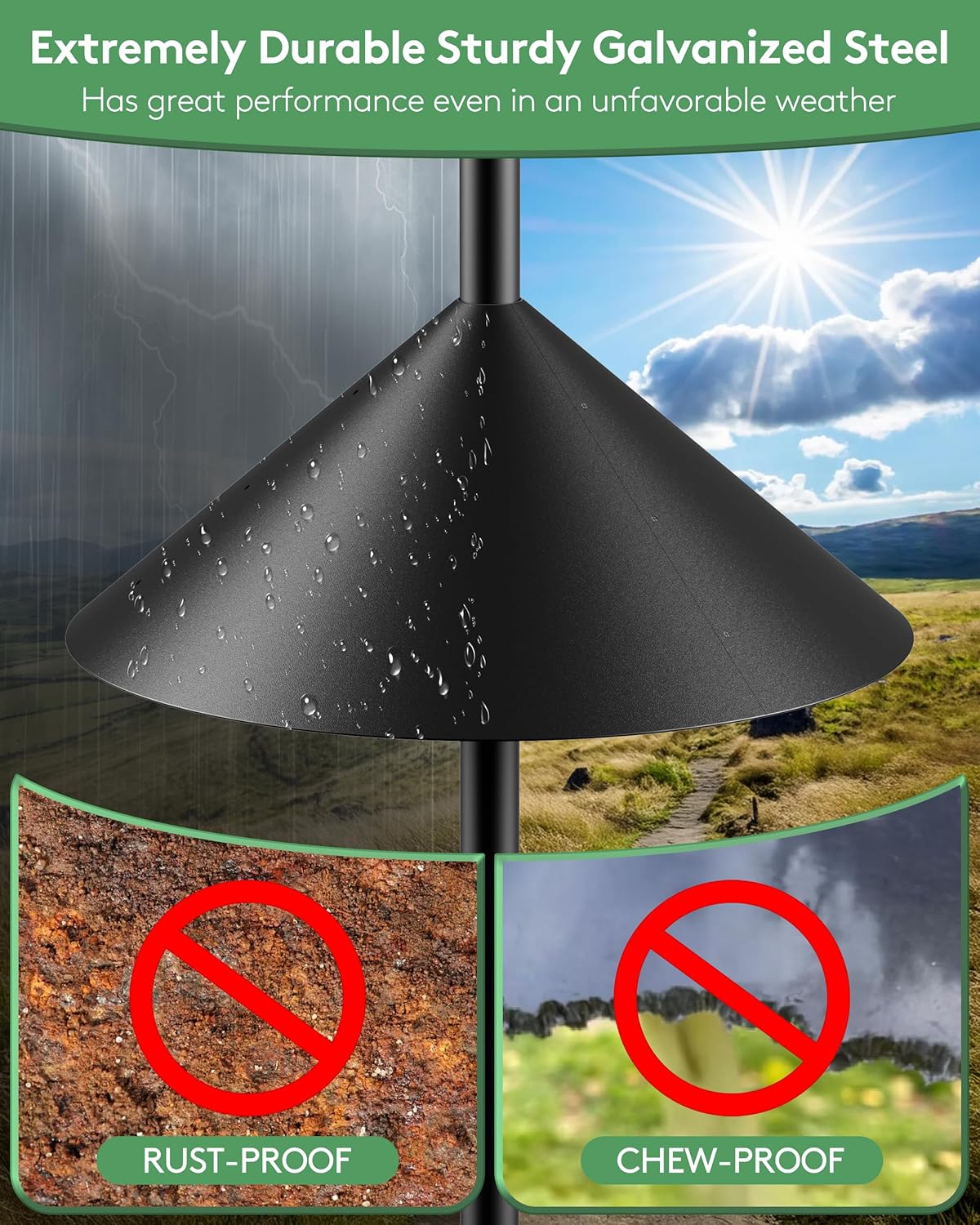 19 Inch Metal Squirrel Baffle for Bird Feeder Pole, Squirrel Proof for Bird Feeder, Bird House Guard for Shepherd’s Hook, Raccoon Stopper, Rust Chew Proof Heavy Duty