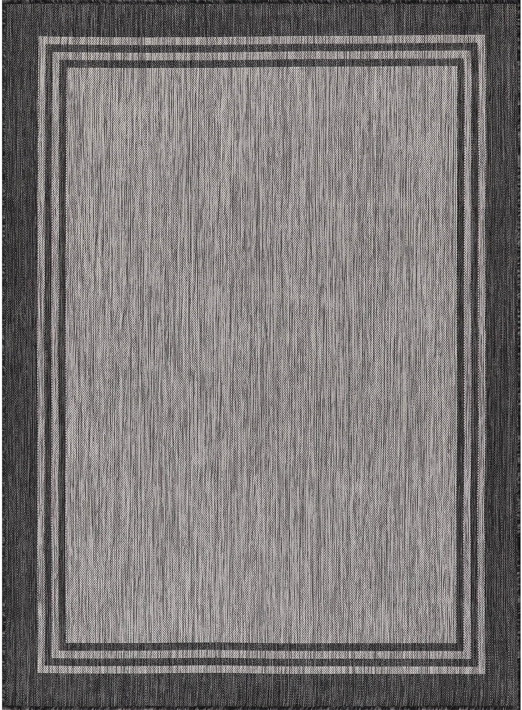 Bordered Outdoor Rug 9x12 Washable Outside Carpet for Indoor Patio Porch Waterproof Easy Cleaning Non Shedding Area Rugs Dark Gray 9 x 12