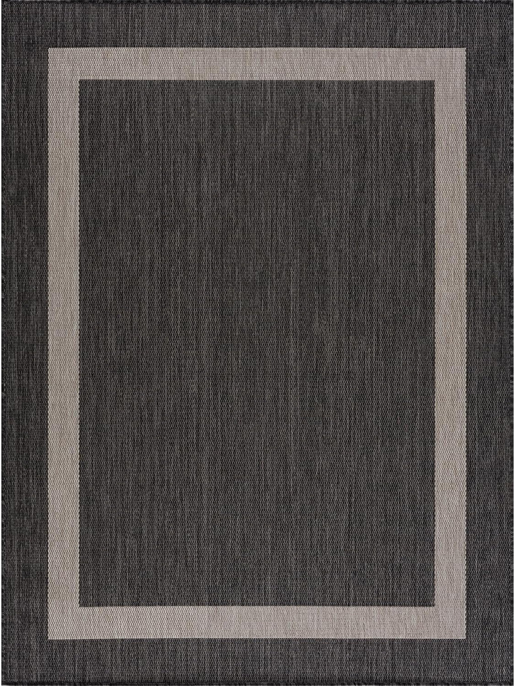 CAMILSON Outdoor Rug 6x9,Modern Outside Rugs for Patios Porches Waterproof Durable Washable Non-Shedding, Easy-to-Clean Indoor Outdoor Area Carpet (6 x 9, Bordered - Dark Gray/Light Gray)