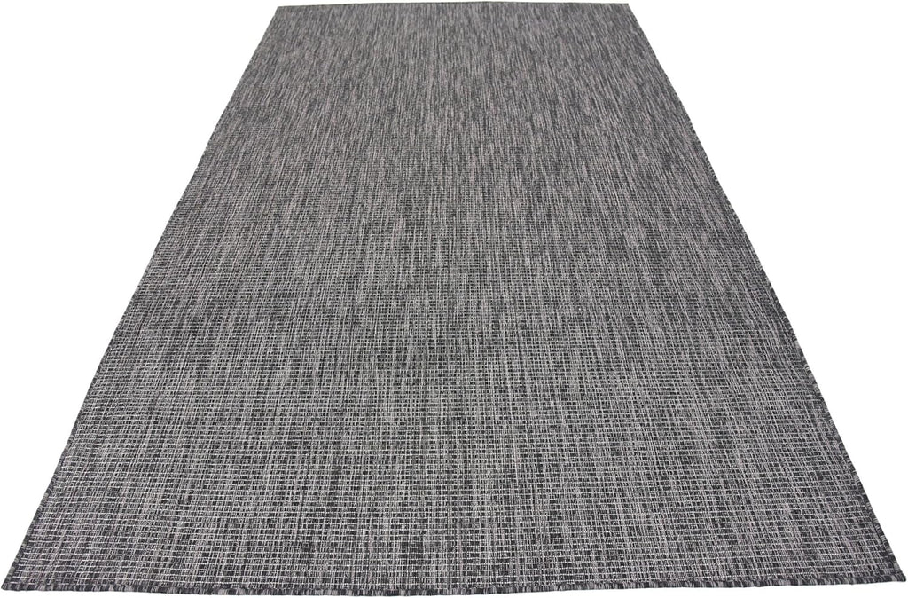 Unique Loom Collection Casual Transitional Solid Heathered Indoor/Outdoor Flatweave Area Rug (5' 1" x 8' Rectangle, Black/Ivory)