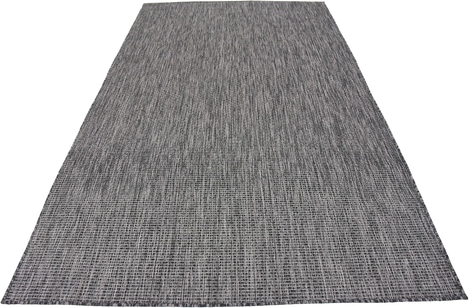 Unique Loom Collection Casual Transitional Solid Heathered Indoor/Outdoor Flatweave Area Rug (5' 1" x 8' Rectangle, Black/Ivory)