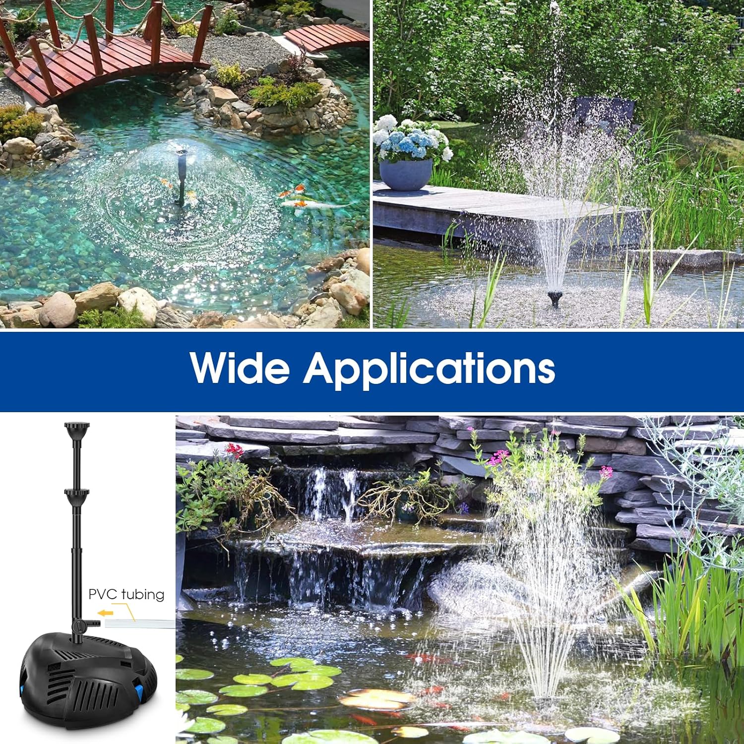 Antfraer 55W Solar Pond Filter with Water Pump, Solar Pond Filter Box with Water Shortage Protection for Outdoor Garden Fountain Waterfall Water Feature