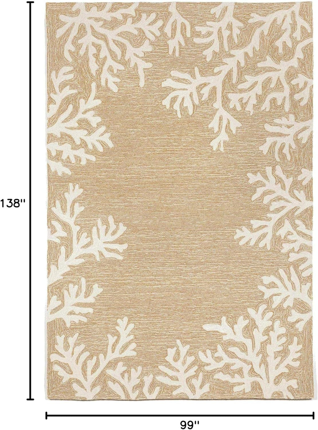 Liora Manne Capri Indoor/Outdoor Handmade Synthetic Blend Durable Area Rug - Traditional Border Coastal Beach Accent (Coral Border Neutral) (8'3" x 11'6")