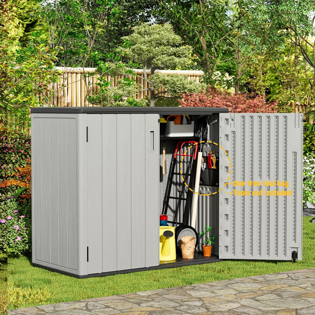 Large Outdoor Storage Box,Resin Sheds&Outdoor Storage Waterproof/Lockable,Outdoor Storage Cabinets for Balcony,Garage,Backyard (37Cu.ft-Pale Grey)