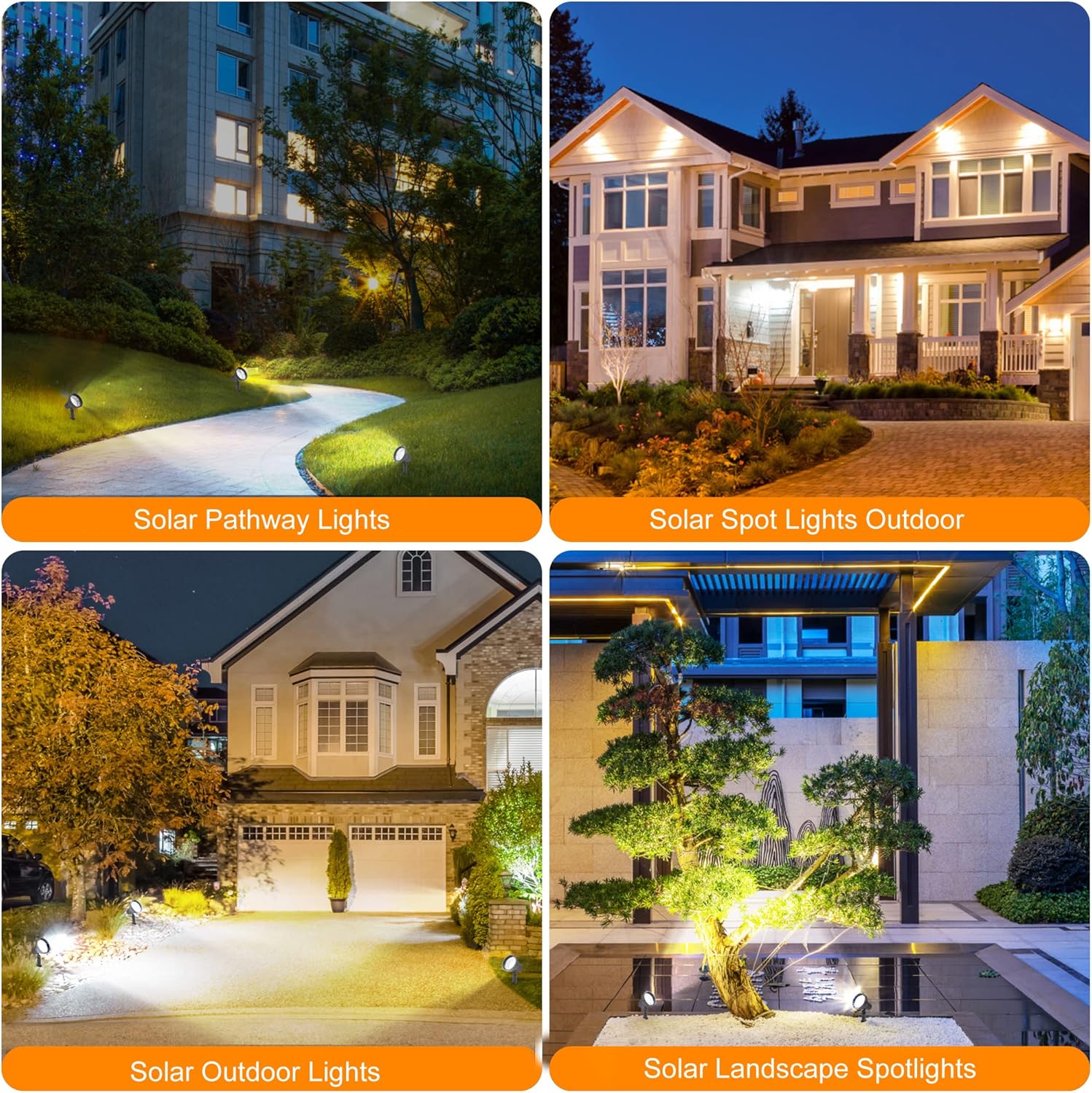 SUNLONG Solar Spotlights Outdoor Waterproof Bright Solar Wall Light Led Security Flood Light Solar Powered for Flag Patio Front Door Driveways-Automatically Activates at Dusk to Dawn (White)