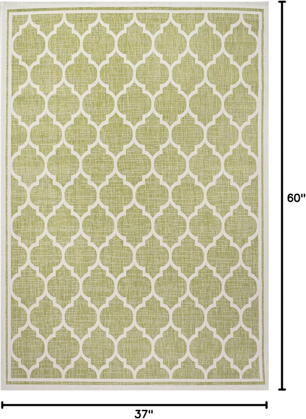 Eyely BMS109G-3 Santa Monica Trebol Moroccan Trellis Textured Weave Indoor/Outdoor Area Rug Coastal;Bohemian, Bedroom, Backyard, Patio, Easy-Cleaning, Non-Shedding, 3 X 5, Green/Cream