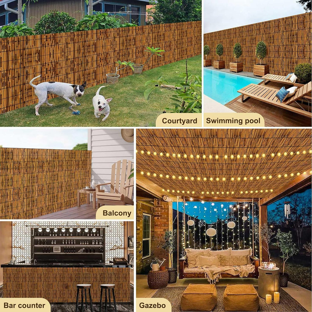 Reed Fencing Rolls,Patio Privacy Screen 5 Feet High,Decorative Bamboo Fence Rolls for Patio Balcony Garden Backyard Outdoor,5x10FT