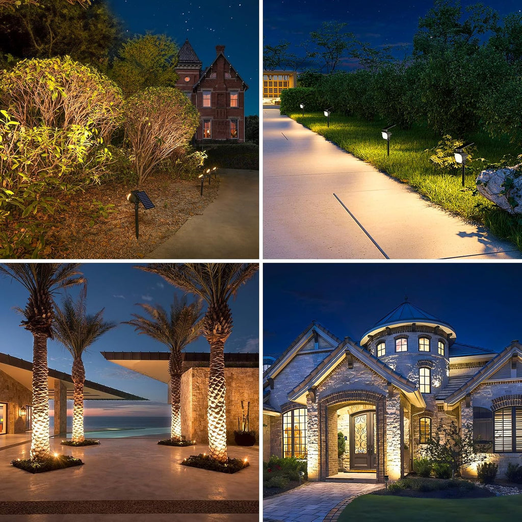 NIORSUN Solar Spot Lights Outdoor,23 LEDs Landscape Lighting with Auto On/Off and 3 Lighting Modes, IP67 Waterproof Spotlights,Outdoor Solar Lights for Yard Garden,6 Pack(Warm White)