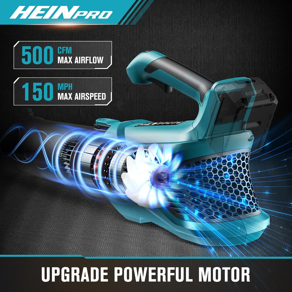 Cordless Leaf Blower Up to 500CFM Compatible with Makita 18V Battery (Tool Only), Electric Leaf Blower Cordless with 5 Speed Modes, Handheld Battery Powered Leaf Blowers for Lawn Care