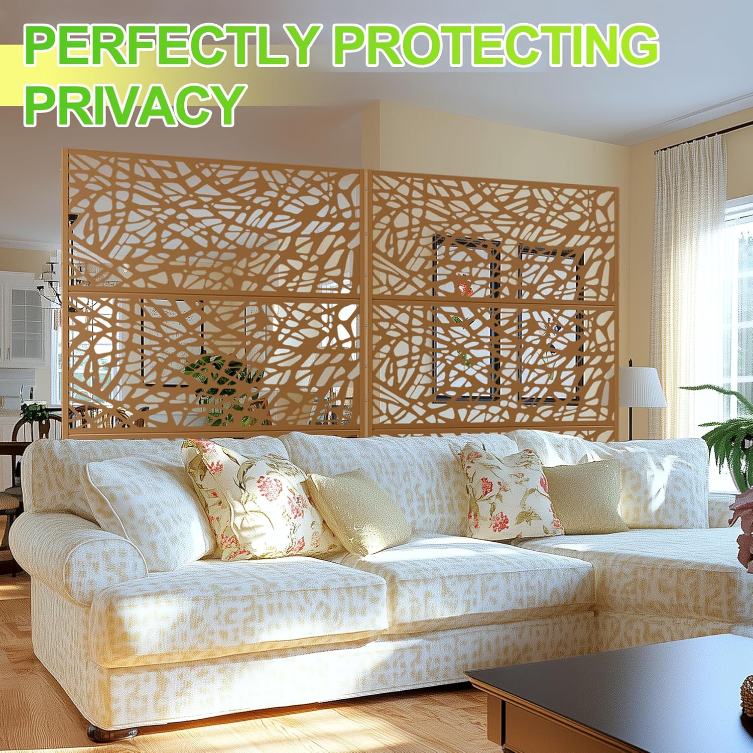 Outdoor Privacy Screen,72" H×47" W Metal Privacy Screen, Freestanding Privacy Fence Panels for Patio