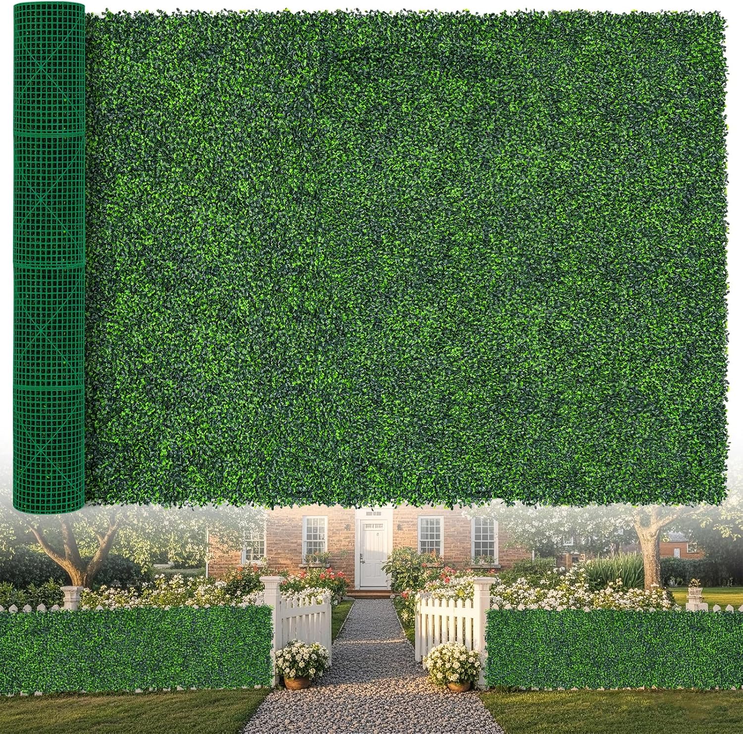 Artificial Boxwood Roll,71x144 in(72 sqft) UV-Anti Faux Ivy Grass Wall Backdrop for Balcony Privacy, Fake Grennery Wall Decor for Garden, Patio, Backyard