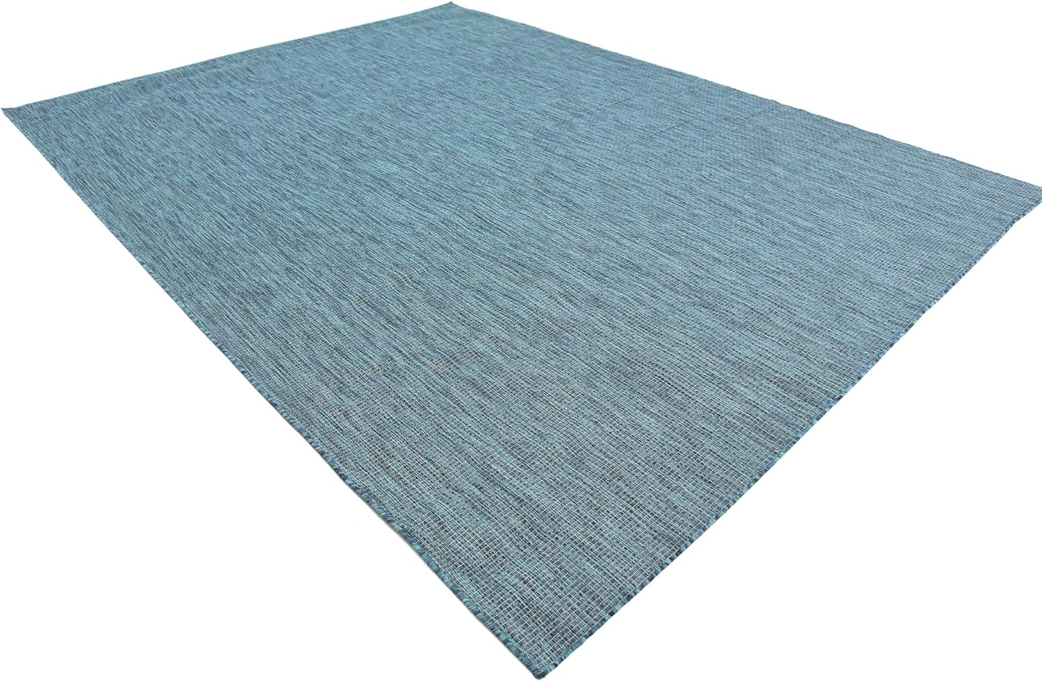 Unique Loom Collection Casual Transitional Solid Heathered Indoor/Outdoor Flatweave Area Rug (9' x 12' Rectangle, Teal/Navy Blue)