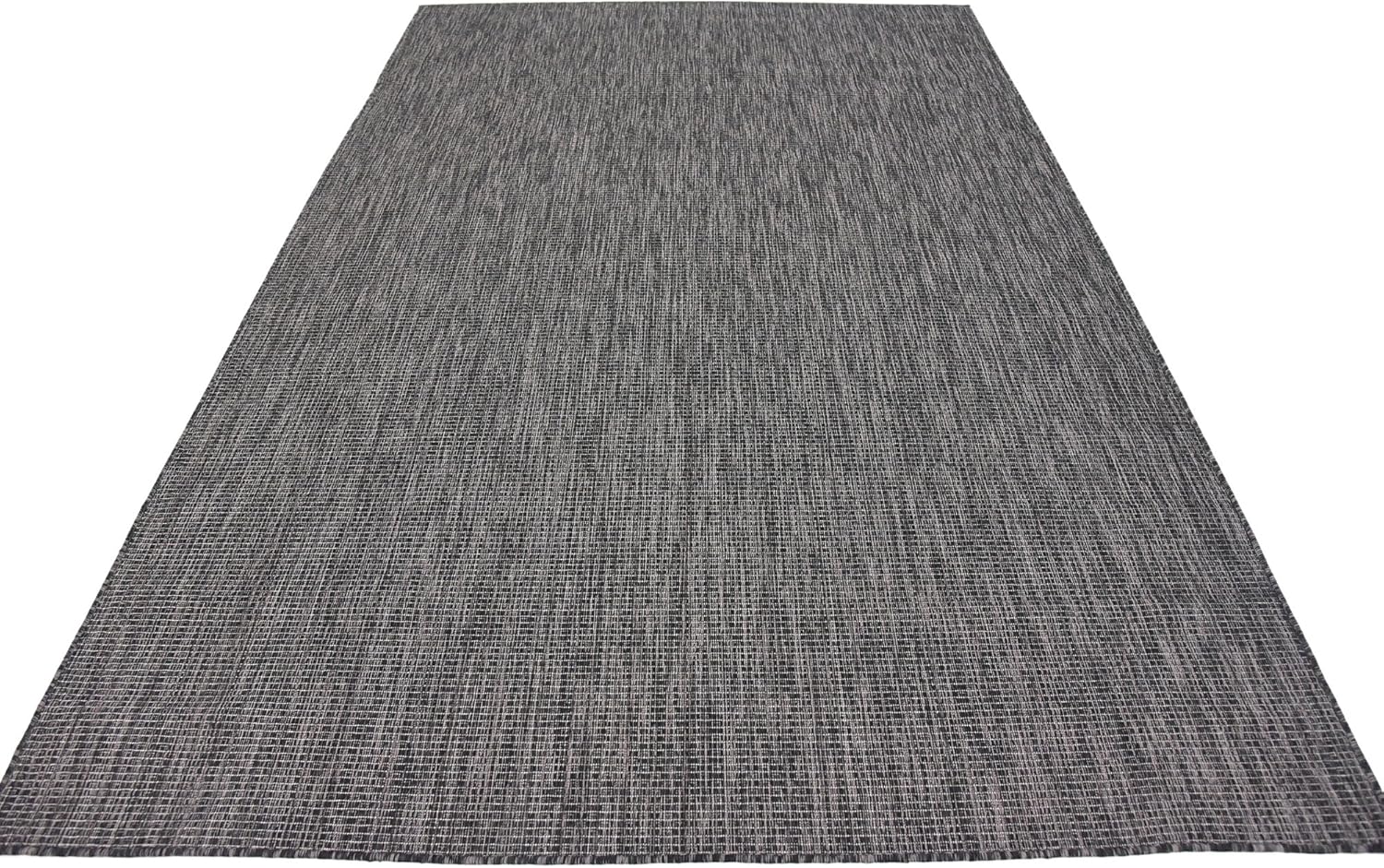 Unique Loom Collection Casual Transitional Solid Heathered Indoor/Outdoor Flatweave Area Rug (6' 1" x 9' Rectangle, Black/Ivory)