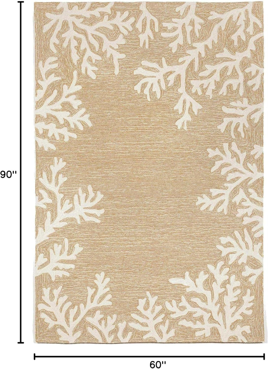 Liora Manne CAPRI Indoor/Outdoor Handmade Synthetic Blend Durable Area Rug - Traditional Border Coastal Beach Accent (Coral Border Neutral) (5' x 7'6")