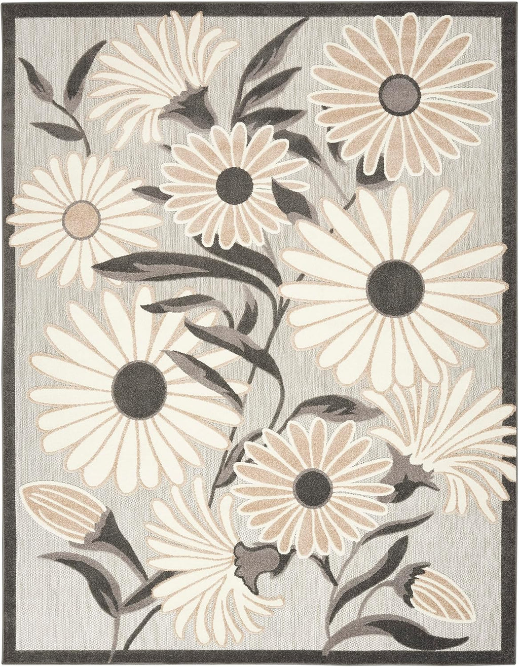 Nourison Home Aloha Indoor-Outdoor Beige 3'6" x 5'6" Area Rug, Easy Cleaning, Non Shedding, Bed Room, Living Room, Dining Room, Kitchen (4x6)