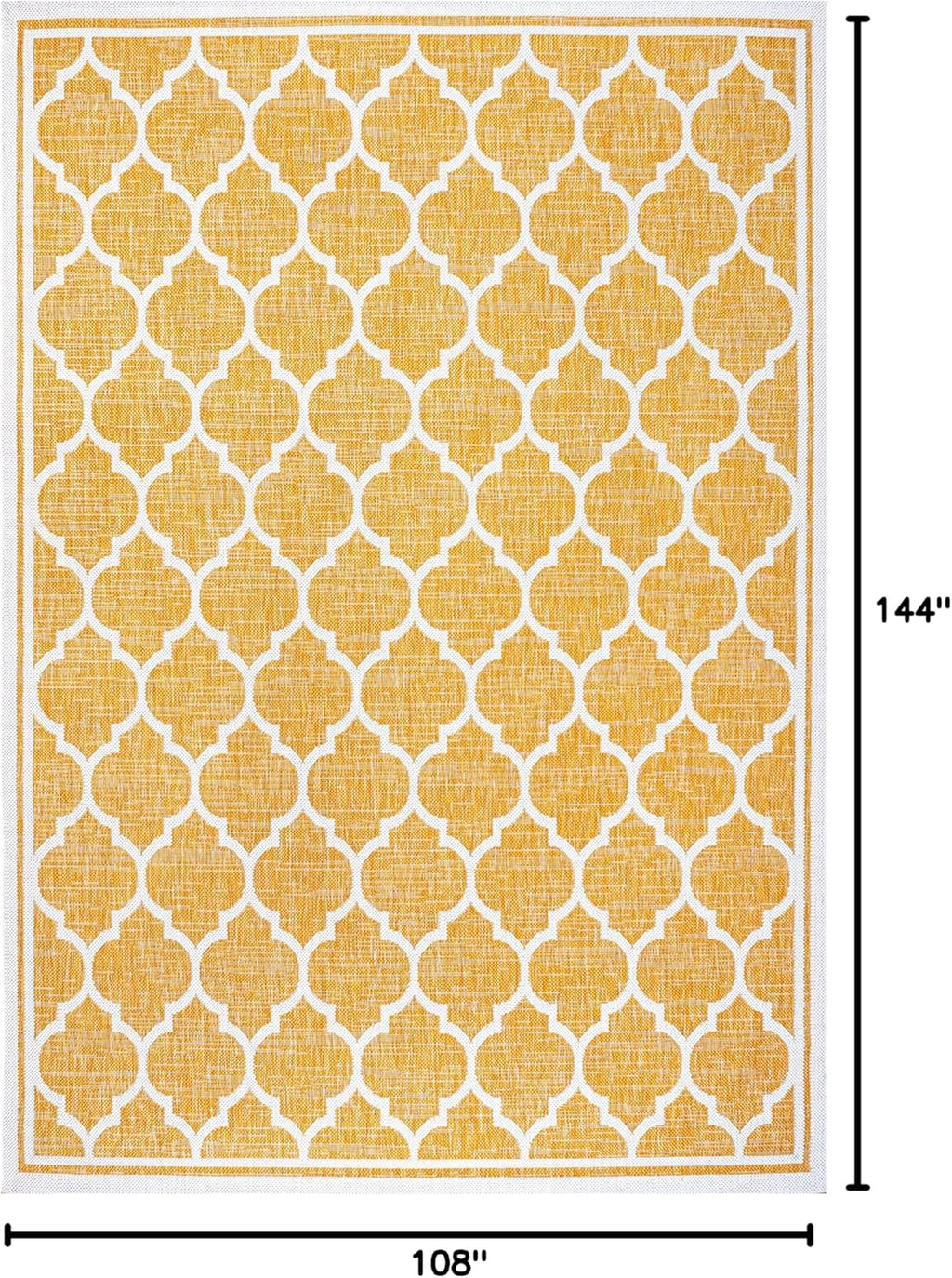 Eyely BMS109F-9 Santa Monica Trebol Moroccan Trellis Textured Weave Indoor/Outdoor Area Rug Coastal;Bohemian, Bedroom, Backyard, Patio, Easy-Cleaning, Non-Shedding, 9 X 12, Yellow/Cream