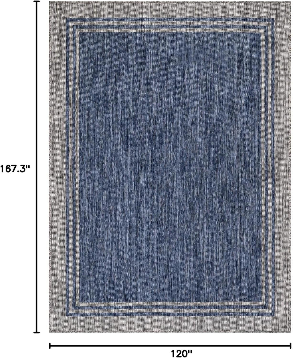 Bordered Outdoor Rug 10x14 Washable Outside Carpet for Indoor Patio Porch Waterproof Easy Cleaning Non Shedding Area Rugs Navy 10 x 14
