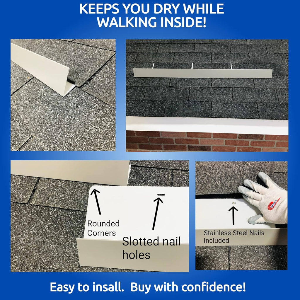 EAGLE 1- Shingle Roof Rain Diverter 40 Inches Long- 26 Gauge Material- Easy to Install- Includes Stainless Steel Nails (4, Charcoal Grey)