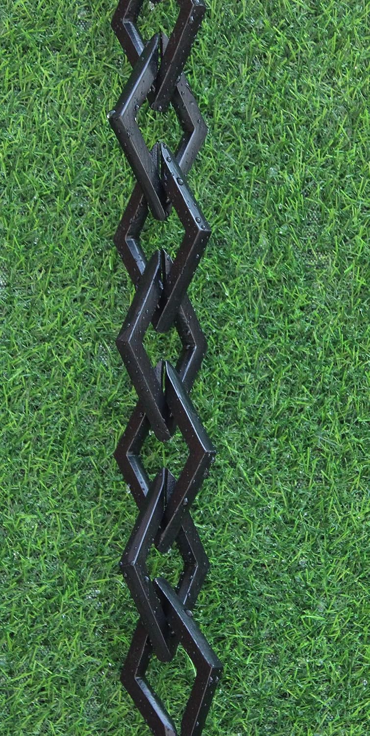 KAM Home Diamond Links Rain Chain with Installation Kit (Black, 15)