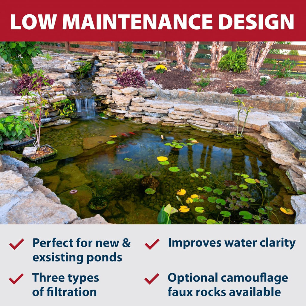 The Pond Guy AllClear G2 Bio Pressure Filter & Ultraviolet Light Clarifier with Backflush System, Pressurized External UVC Biological & Mechanical Filtration, Koi Fish Water Garden, All Clear 4500